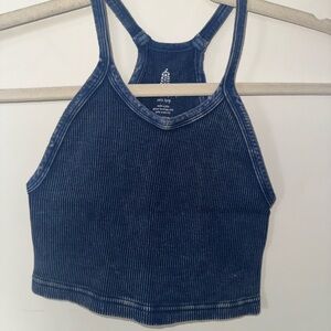 FP Movement by Free People Navy Ribbed Racerback Crop Top